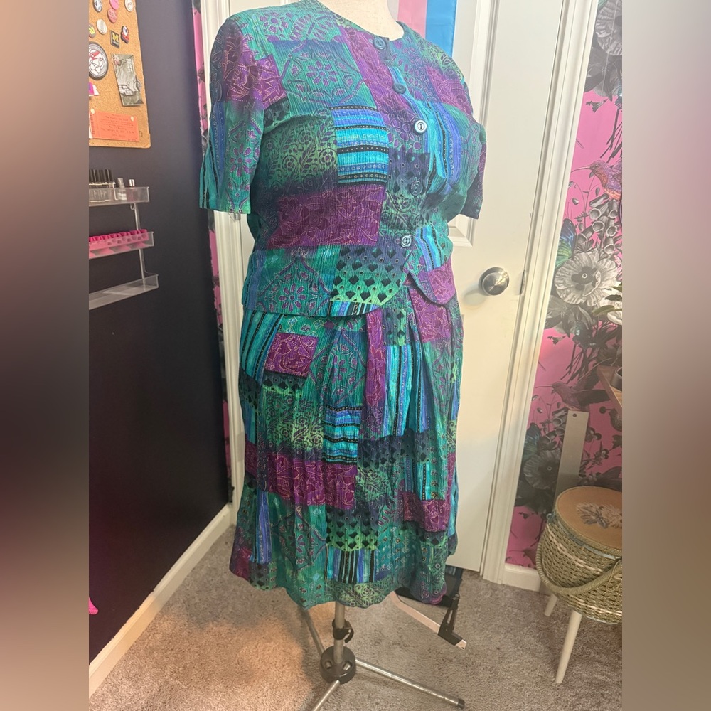 Vintage Fritzi Patchwork Two Piece Dress Set